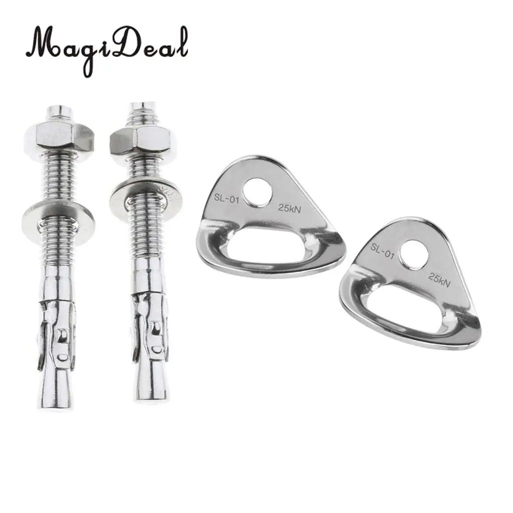 4pcs Stainless Steel Climbing 25KN Anchor Plates Hanger Bolts Set