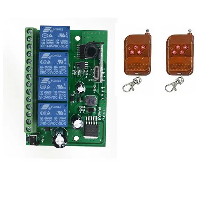 433 МГц беспроводной AC DC12V 24V 36V 4CH 200M пульт дистанционного управления релейный