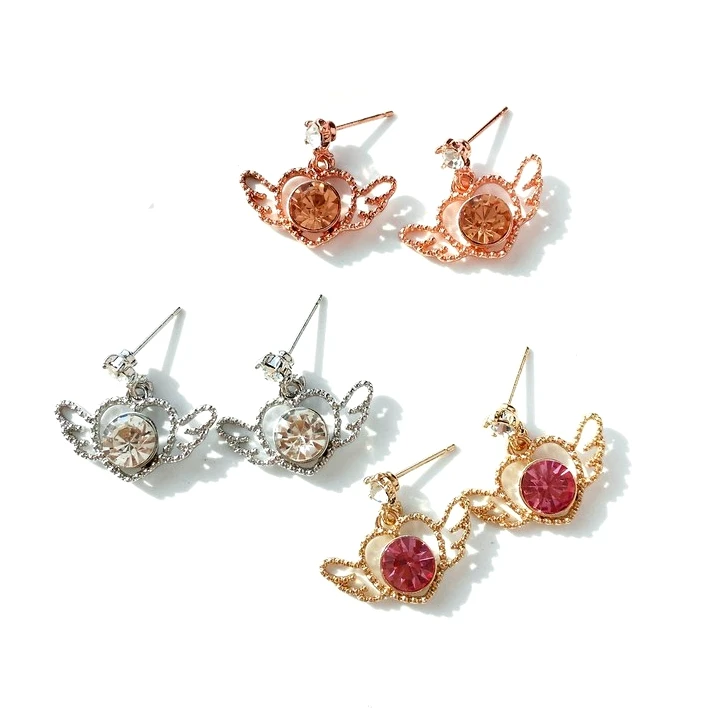 10 пара/лот, Модные женские ювелирные аксессуары, сердце, крыло, палочка, Сейлор Мун, серьги для женщин