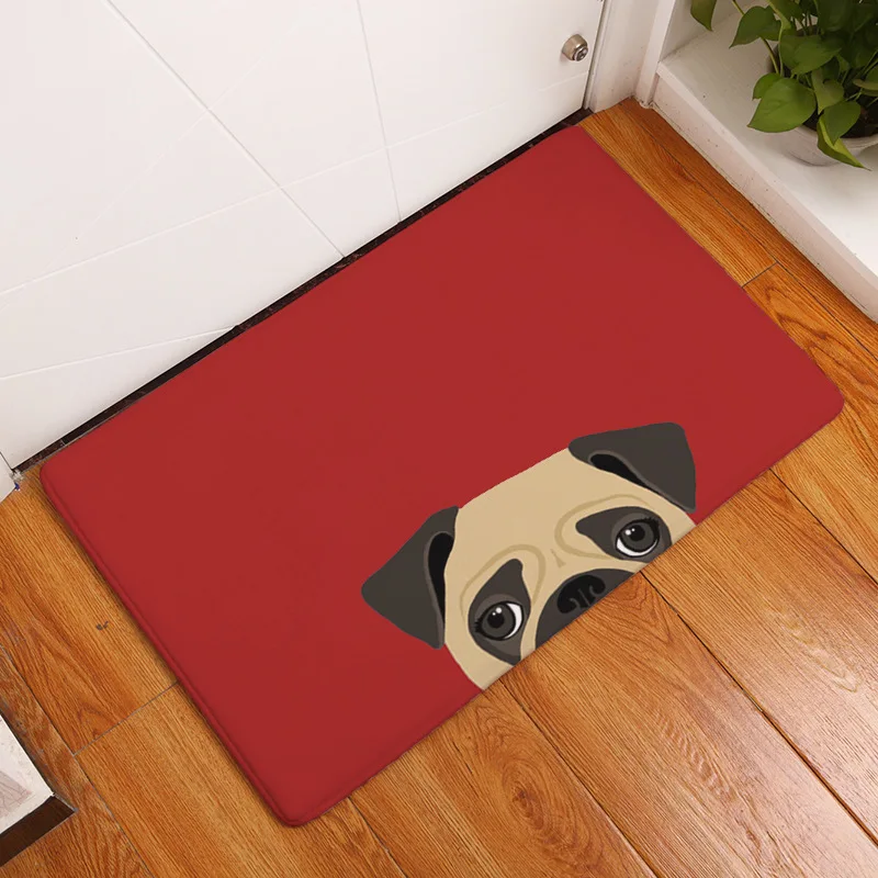 Wholesale Pug Bathroom Mat French Bulldog Home Chihuahua Rug Decor Home Floor Dog Lovers Gifts 40X60 cm Coral Fleece Comfortable