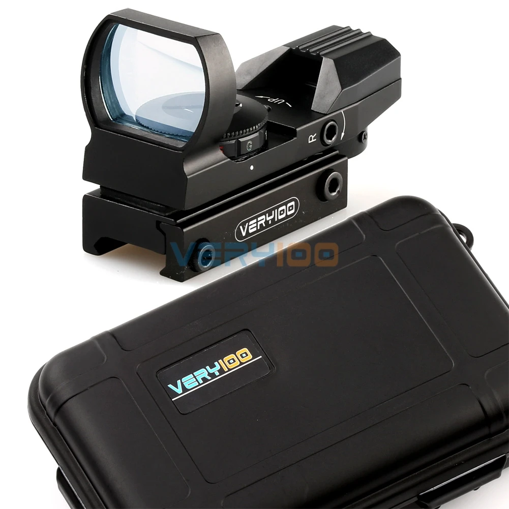 

VERY100 Tactical Holographic 4 Type Reticle Red/Green Dot Reflex Sight Scope 20mm Rail Mount + Waterproof Box