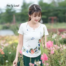 Летняя новая футболка с вышивкой в этническом стиле