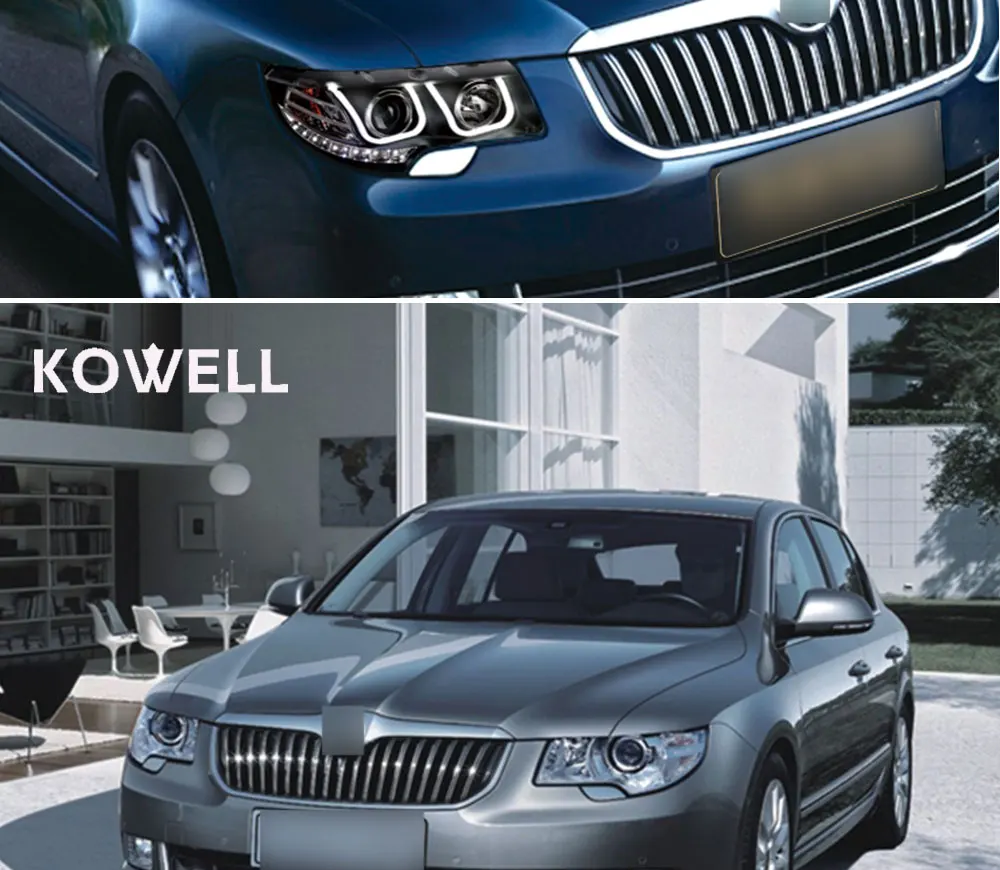 KOWELL стайлинга автомобилей для Skoda Superb фары 2009-2013 превосходная светодиодный фары DRL Объектив Двойной Луч H7 спрятал bi Xenon объектива