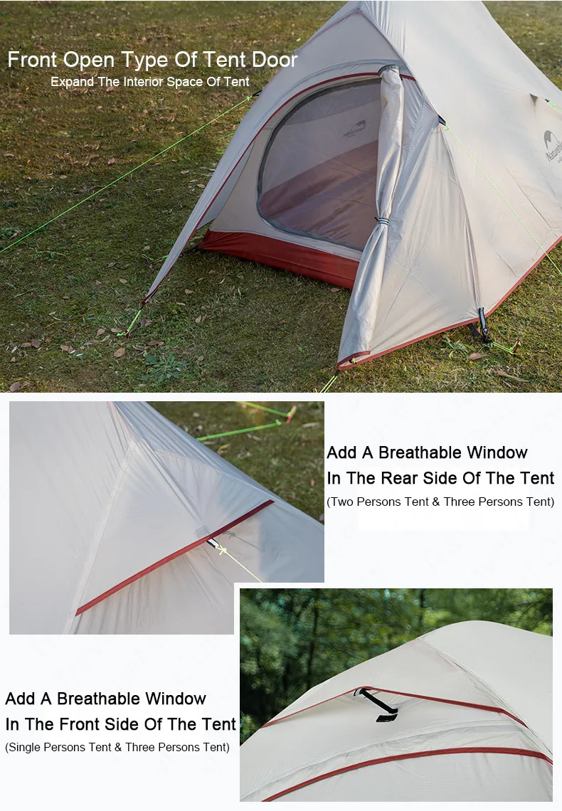 Naturehike новое обновление CloudUp серии 1 2 3 человек Сверхлегкий 20D силиконовый двойной слой палатка с ковриком NH17T001-T