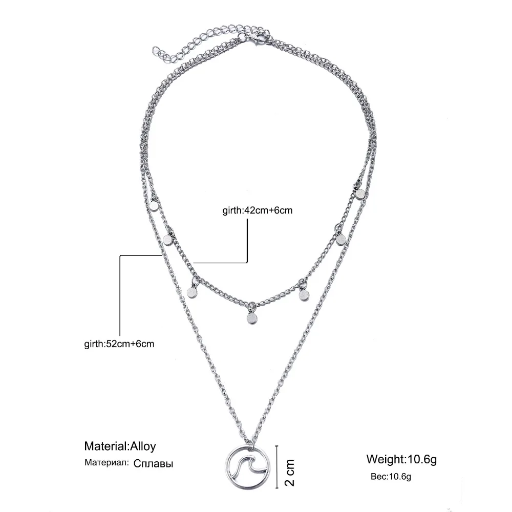 Vintage Punk Beads Wave Pendant Necklaces For Women Girl 2018 New Bohemian Long Sequins Cross Necklace Collar Jewelry Gift