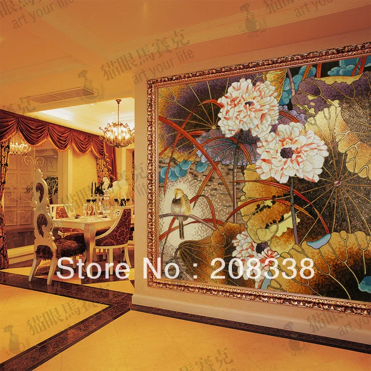 Magnificent Flowers Gl Mosaic Tile Modern Art Wall Mural In Magnificent Flowers Gl Mosaic Tile Modern Art Wall Mural