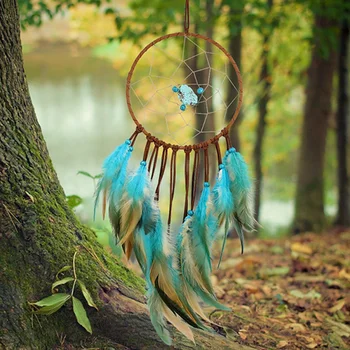 

Dreamcatcher With Tassels Antique Colorful Imitation Dream Catcher Net Natural Feathers Wall Hanging Decoration Ornament