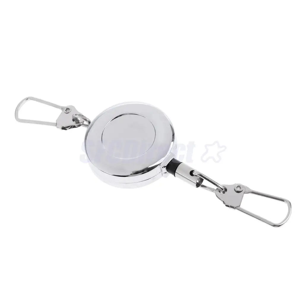 Fly Fishing Retractable Zinger Reel Steel Cord Retractor Fishing Tools Key Chain, Attach to Vest Backpack Belt