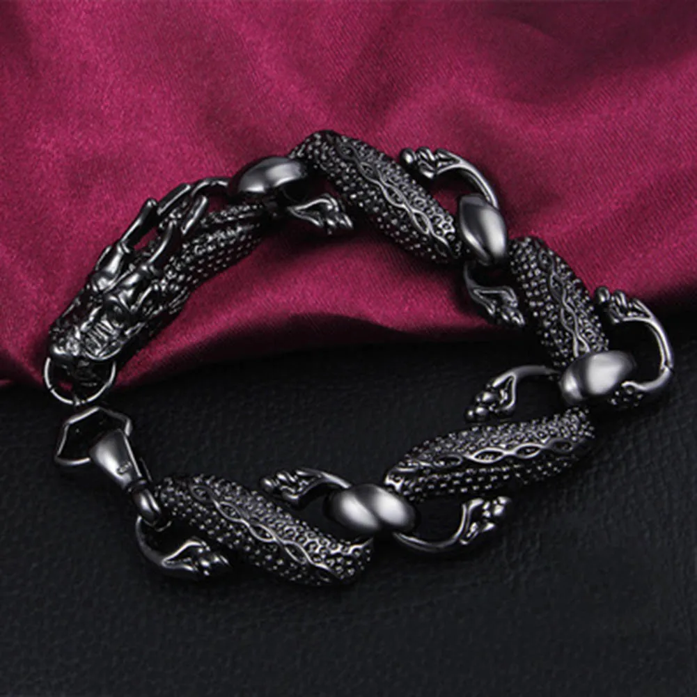 Black Fire Dragon Bracelets Women Men Vintage Party Jewelry Alloy Metal