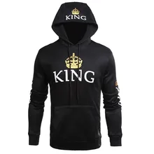 2018 SPring King Queen Printed Hoodies Women Men Sweatshirt Lovers Couples Hooded Hoodies Sweatshirt Casual Pullovers