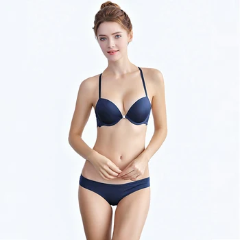 

AMX Women Sexy Bra Set Front Closure Satin Racerback Push Up Bra Smooth Brassiere Y-line Straps