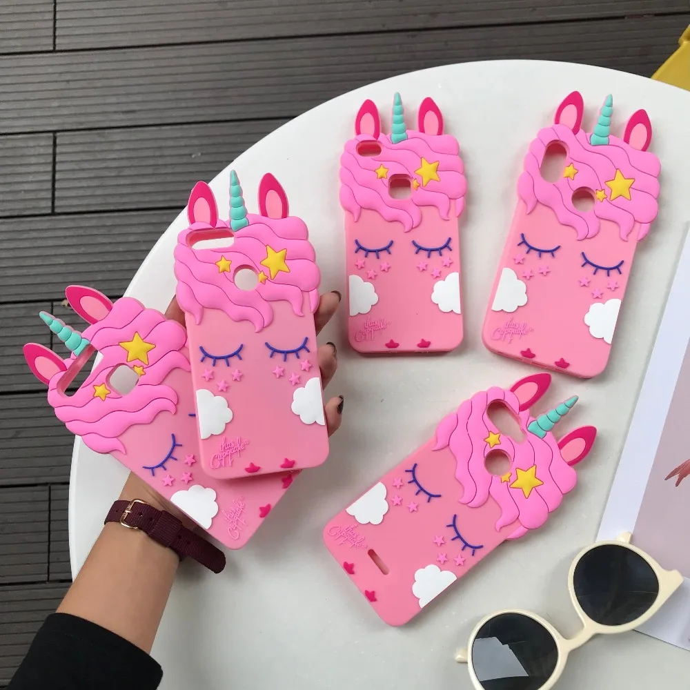 

Silicone Case For xiaomi Mi A2 lite case Mi 5x A1 Pocophone F1 redmi 5 plus S2 4X 6 6A note 5 5A 6 Pro 3D Cartoon Unicorn cover