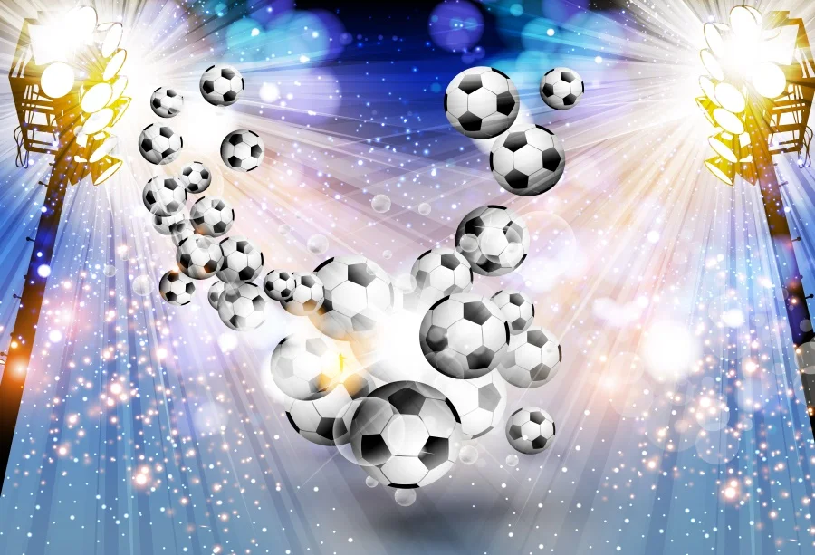 Laeacco Footballs Microphone Light Bokeh Baby Children Photography Background Customized Photographic Backdrops For Photo Studio