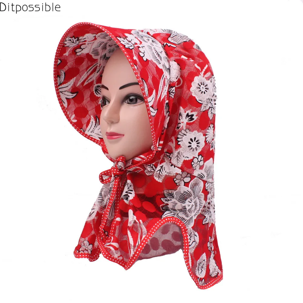 Ditpossible 2018 new novelty summer hats women flowers print caps shawl