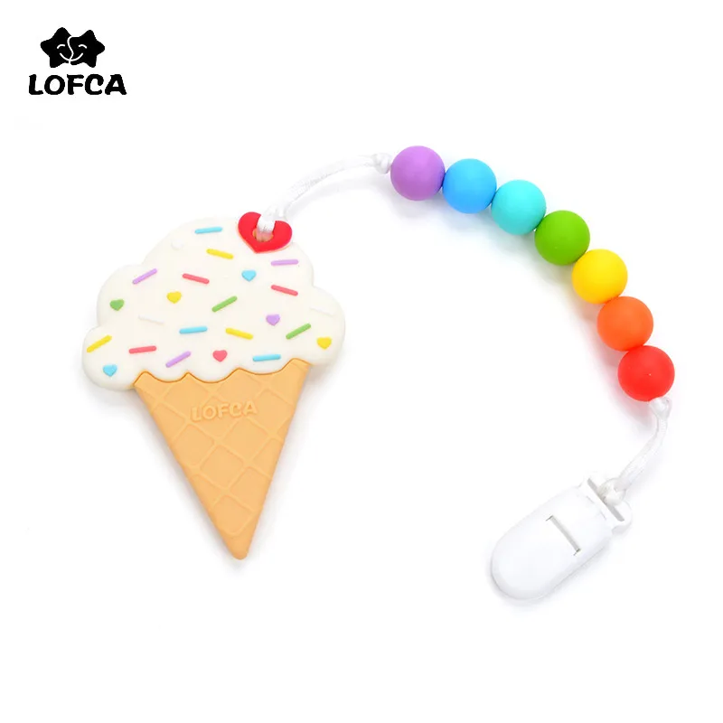 

LOFCA Silicone Ice Cream Baby Teething Toys Chew Pacifier Clip BPA Free Food Grade Silicone Accessory DIY Pacifier Chain Making
