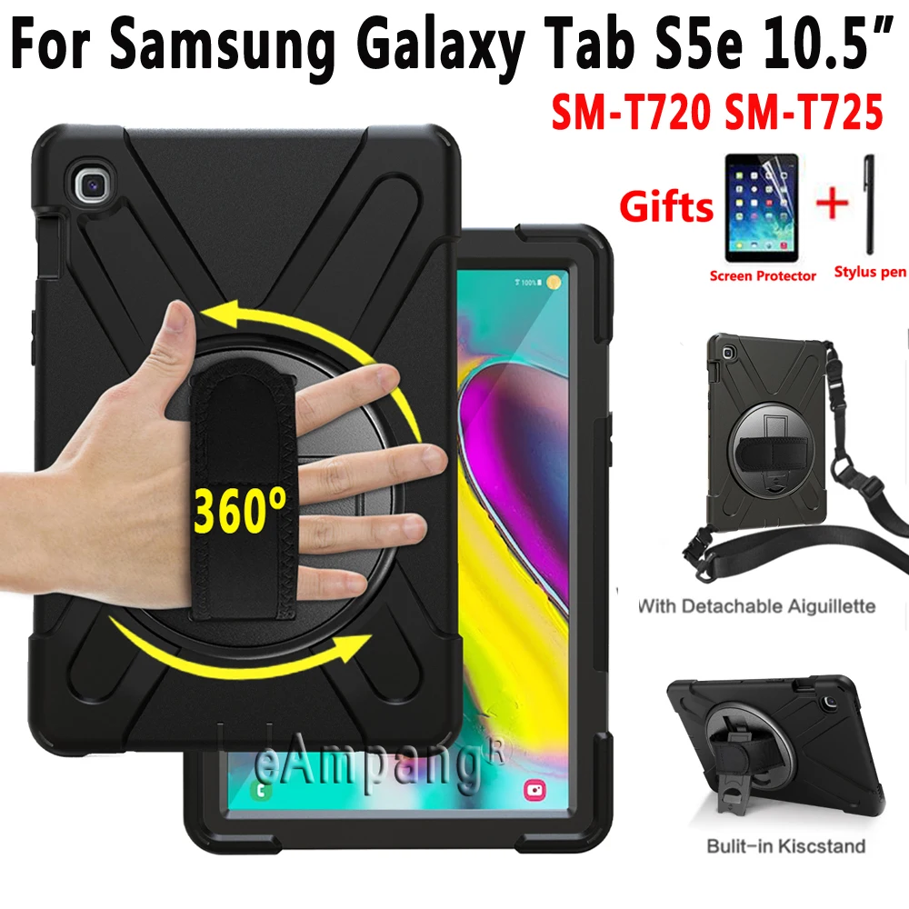 Чехол с плечевым ремнем для Samsung Galaxy Tab S5e 10 5 2019 SM-T720 SM-T725 T720 T725 вращающаяся