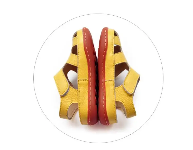 Children Sandals Genuine Leather Boys Girls Baby Pierced Breathable Comfort Joker Slip Summer Baotou
