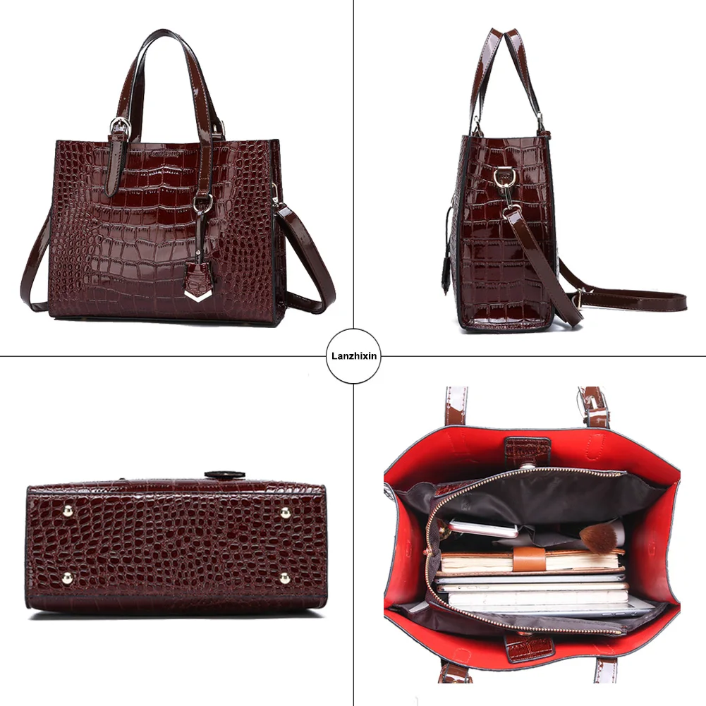 Le Spalla Top Donne Dell'unità burgundy A Femminile Borse Del Di Elaborazione Casual Tote All'ingrosso Commercio Per Bags Cuoio Black Bags Tracolla Coccodrillo Delle Signore Dell'annata handle red Bags fIrwrTt