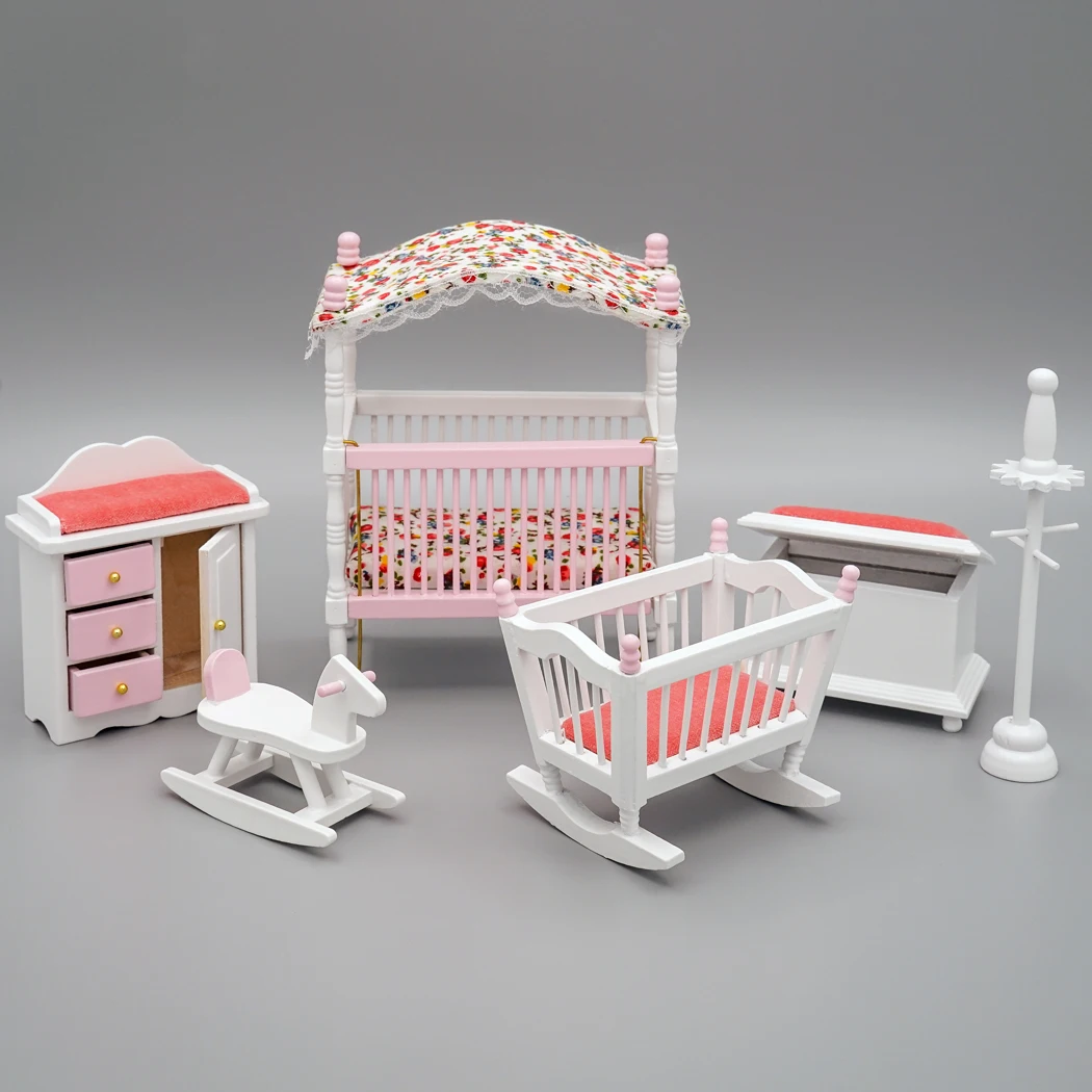 1:12 Dollhouse Miniature Furniture Baby Nursery Bedroom Set Home Decor