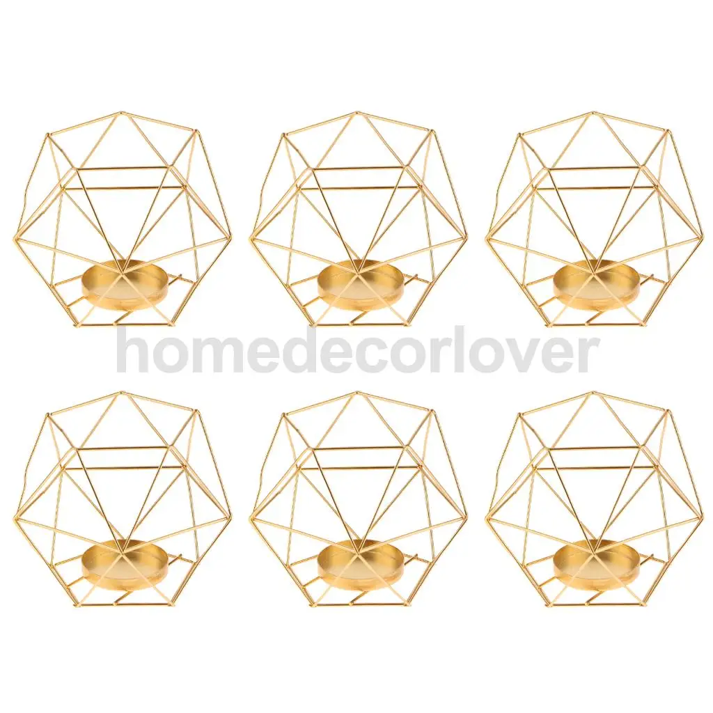  6-set Geometric Polished Tealight Candle Holder Table Top Centerpiece Weddings Events Parties Decor 