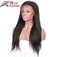 wicca fashion Yaki Straight Full Lace Wigs Brazilian Ponytail Wigs With Baby Hair 130% Density Non-Remy Hair