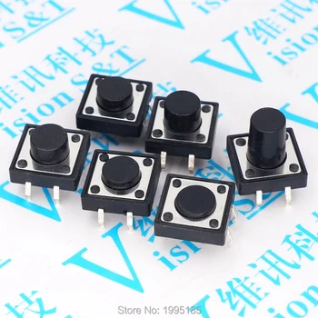 

50PCS Direct Touch Switch Push Button Switch 12*12*4.3 / 5 / 6 / 7 / 8 / 9 / 10 / 12H DIP4 Button Micro Switch 12X12X5 Vertical