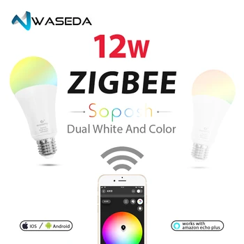

Waseda Dual RGBW 12W LED ZIGBEE bulb RGB light ww/cw AC100-240V ZIBEE ZLL Link light work with smart ecoh lighting E27E26B22