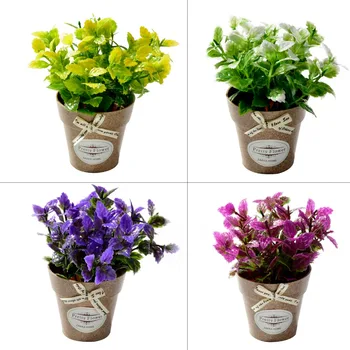 plastic fake flowers with vase bonsai Artificial flowers set primrose for home Garden farmhouse art decoration mini silk flower