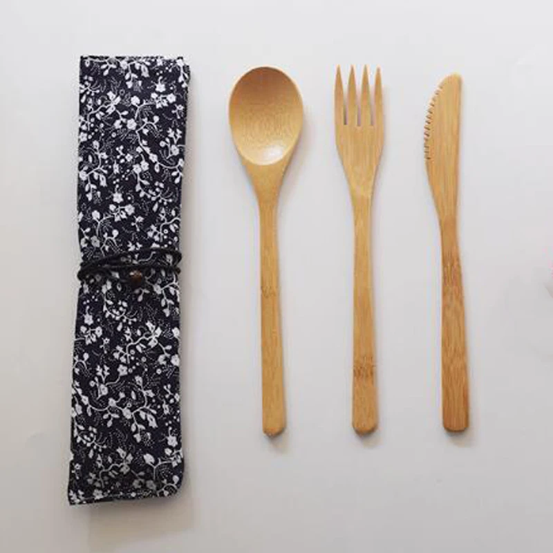 Japanese Style Bamboo Wooden Cutlery Set