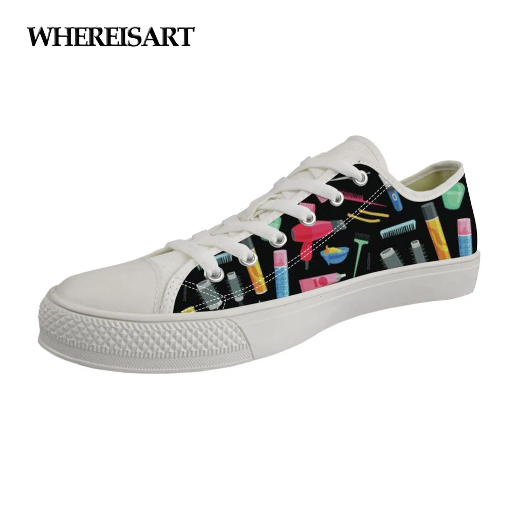 WHEREISART Fashion Women Vulcanize Shoes Cartoon Beauty Tool Pattern Low Style Canvas Shoes Woman Leisure Lacing Sneakers Girls
WHEREISART Fashion Women Vulcanize Shoes Cartoon Beauty Tool Pattern Low Style Canvas Shoes Woman Leisure Lacing Sneakers Girls