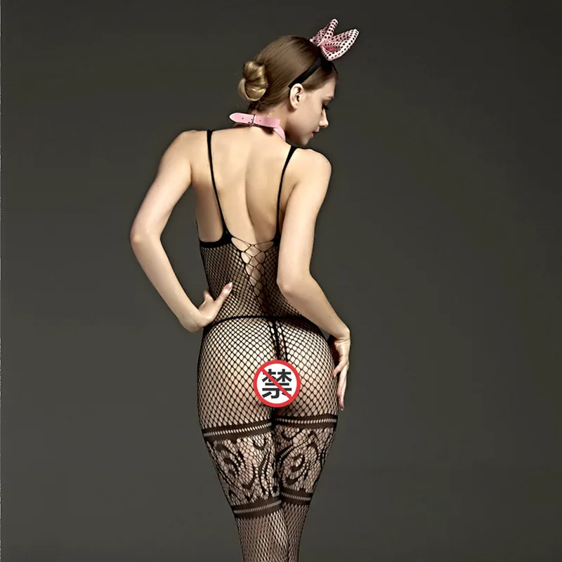 Сексуальная одежда Slutty Дамская сорочка Черная открытая промежность женское