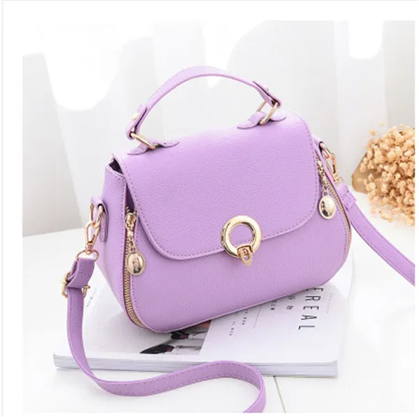 Стиль, маленькая квадратная сумка с замком, простая сумка на плечо, модная сумка на одно плечо, LF-009 - Цвет: Purple