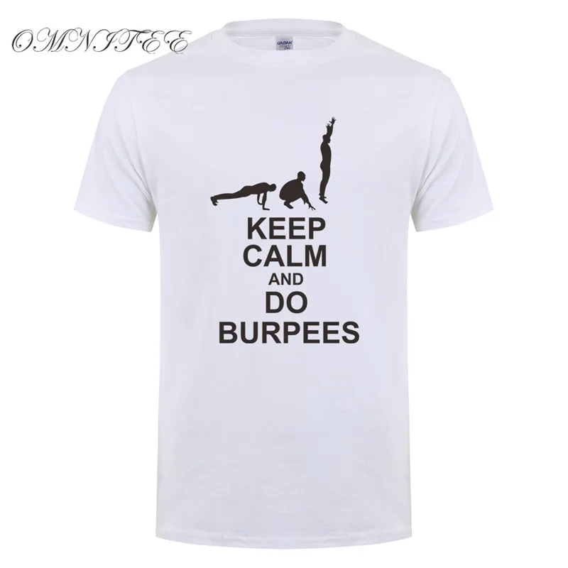 Мужские летние модные футболки Gymer Keep Calm And Do Burpees хлопковые с коротким рукавом для