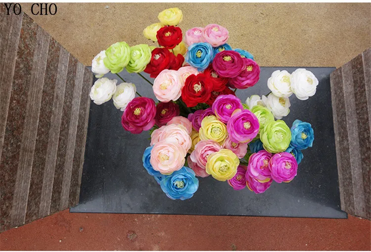 pink   artificial Ranunculus asiaticus flower branch mini peonies fake Persian Buttercup silk Tea Rose decorative flowers bouquet (4)