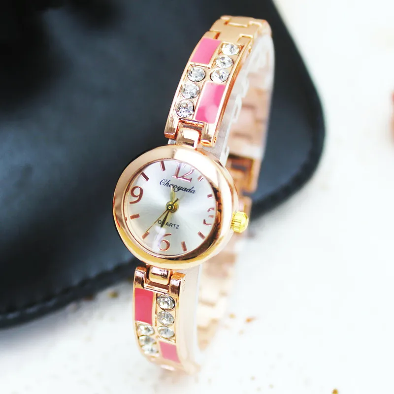 Горячая Мода Роскошный Серебряный браслет часы для женщин кварцевые часы леди час montre femme relogio feminino relojes mujer - Цвет: rose