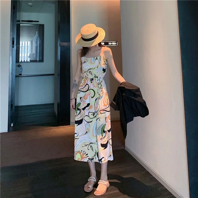 

Women Maxi Dress Sleeveless Long Dress Beach Slim Sling V-neck Women Dresses Sundress Female Summer
