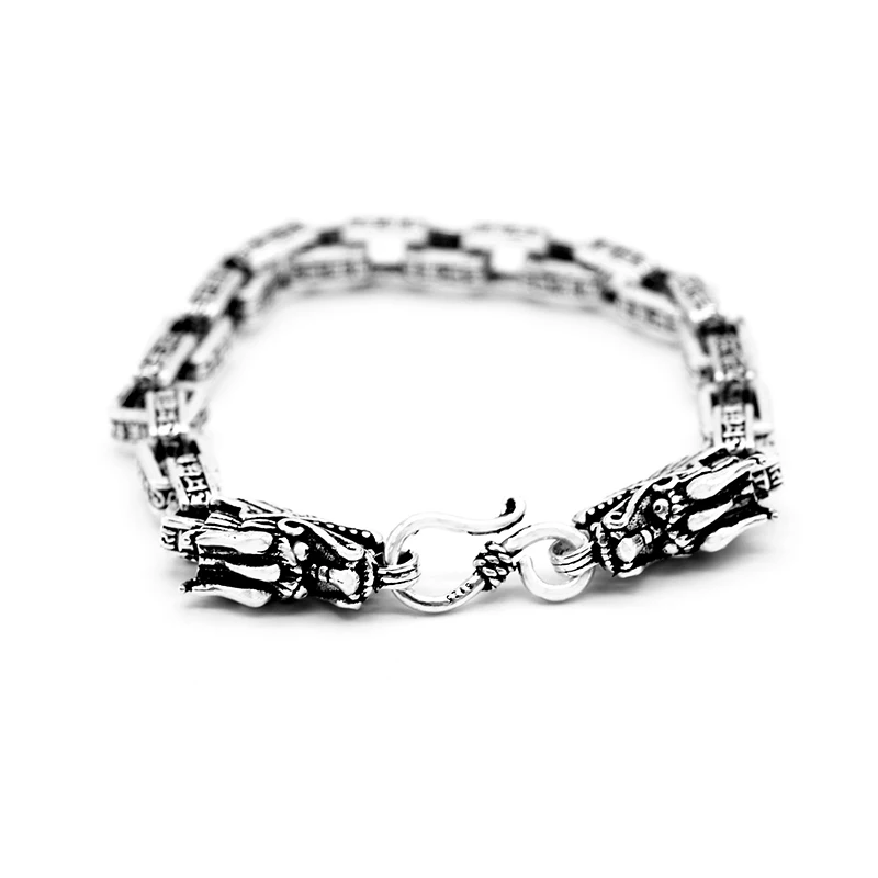 

925 Sterling Silver Bracelet Vintage Fashion Jewelry Dragon Punk Style Heavy Chain Bracelet brazalete de joy Silberkette