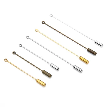 

20pcs/lot 50mm 70mm Gold Silver Color Loop Eye Brooch Pins Base Brooch with Safety Pins Stopper for DIY Jewelry Making Findings