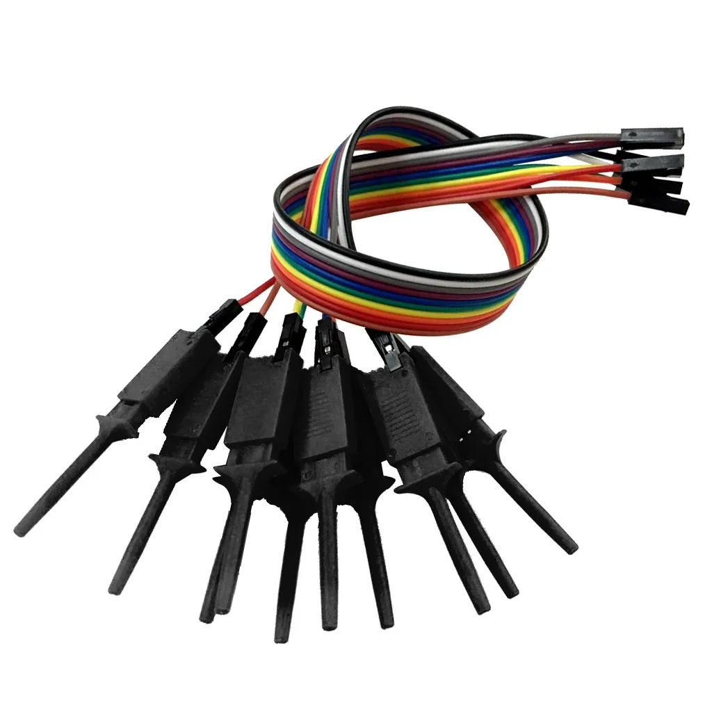 6 Pcs Connect the Chip Pins 10-Pin Test Hook Clip For Logic Analyzer - Assorted Color