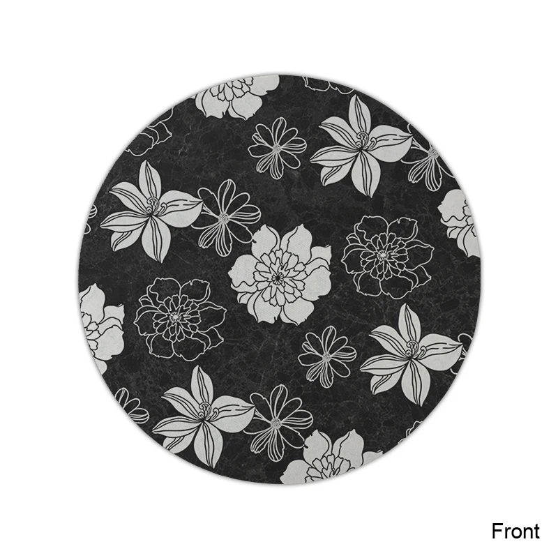 classic black-and-white-flowers small Mouse Pad For Office Gaming Mouse Pads Round Slim mousepads (3)