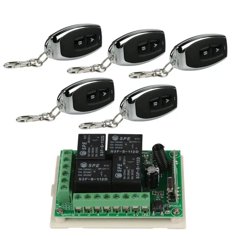5pcs 433 MHz RF 2 Channel Transmitter Learning Code 1527 EV1527 And 4 Channel Relay font