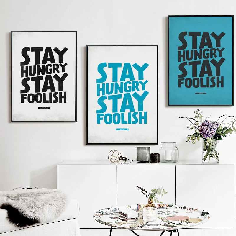 Stay Hungry Stay Foolish English Phrase Inspirational Canvas Painting Art Print Poster Image Mural Home Decoratio