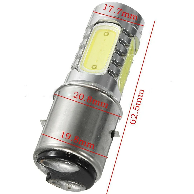 New Arrival 1pc White Motorcycle H6 Headlight DC12V 7.5W BA20D 4 COB LED Moto Moped Scooter ATV Lamp Bulb Aluminum Light