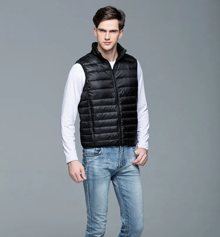 UplzCoo New Men's Warm Ultralight Down Jackets Vests Men Solid Thin Winter Vest Male Lightweight Warm Coats Brand Clothing FM005  (1)