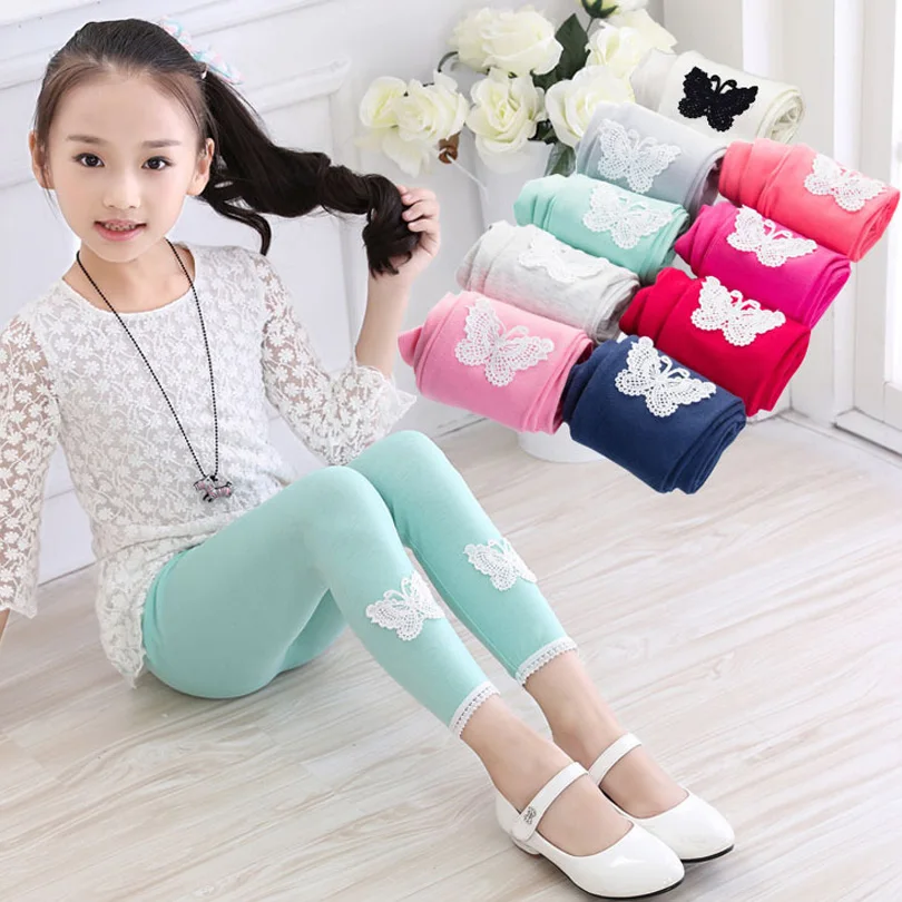 

Kids Girl Pants Spring Autumn Girls Leggings Toddlers Cotton Lace Butterfly Stretchy Sports Leggings for Girl Trousers Pantyhose