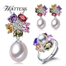 Наборы ювелирных украшений, натуральный пресноводный жемчуг, украшения, подарки, аксессуары для женщин, серебряная подвеска с жемчугом ожерелье серьги-гвоздики кольцо наборы для ухода за кожей