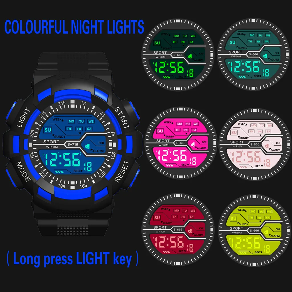 2022 Luxury Multi Function Sports Watches Countdown Men's LED Digital Watch Man Military Clock Wristwatch Wrist Watch Relogio