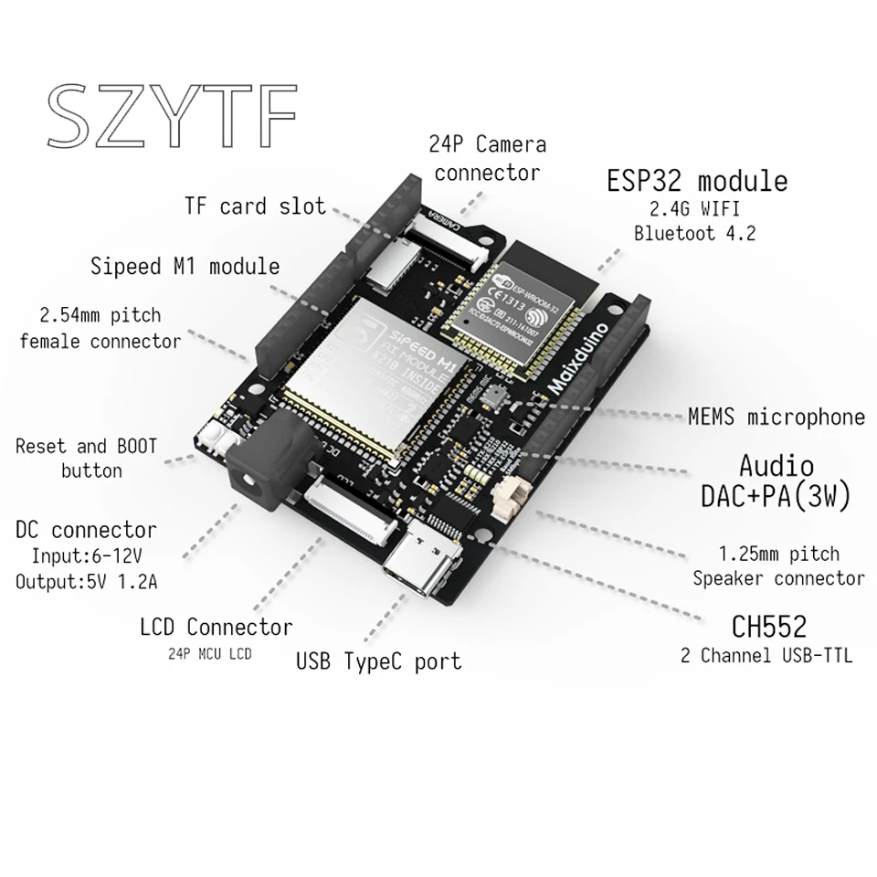 1 шт. Sipeed maixduai макетная плата k210 RISC-V AI+ Лот ESP32 совместима с Arduino