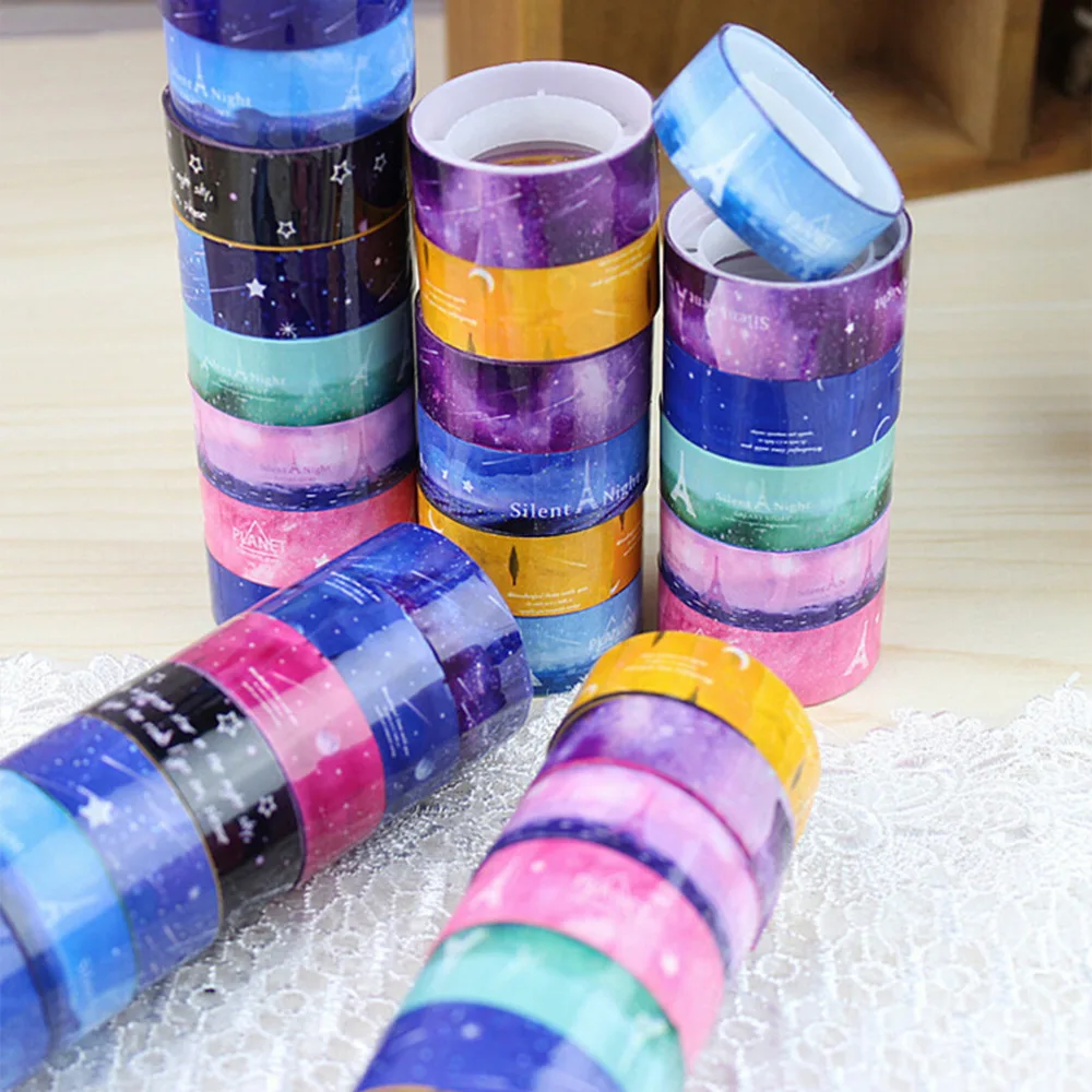 

10Roll Masking Tape Starry Sky Washi Pvc Roll DIY Decor Scrapbooking Sticker Adhesive Party Wedding Christmas Decoration