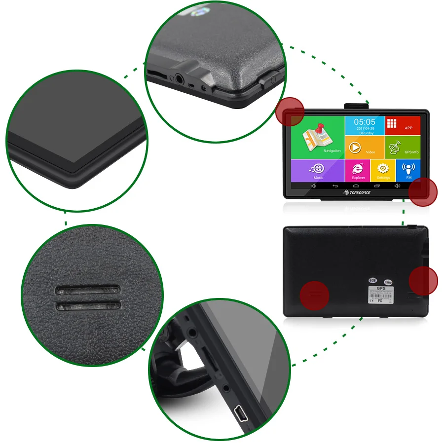 Topsource gps емкостный Экран навигация с 7 дюймовым HD Android 8 Гб DDR800MHZ автомобиль